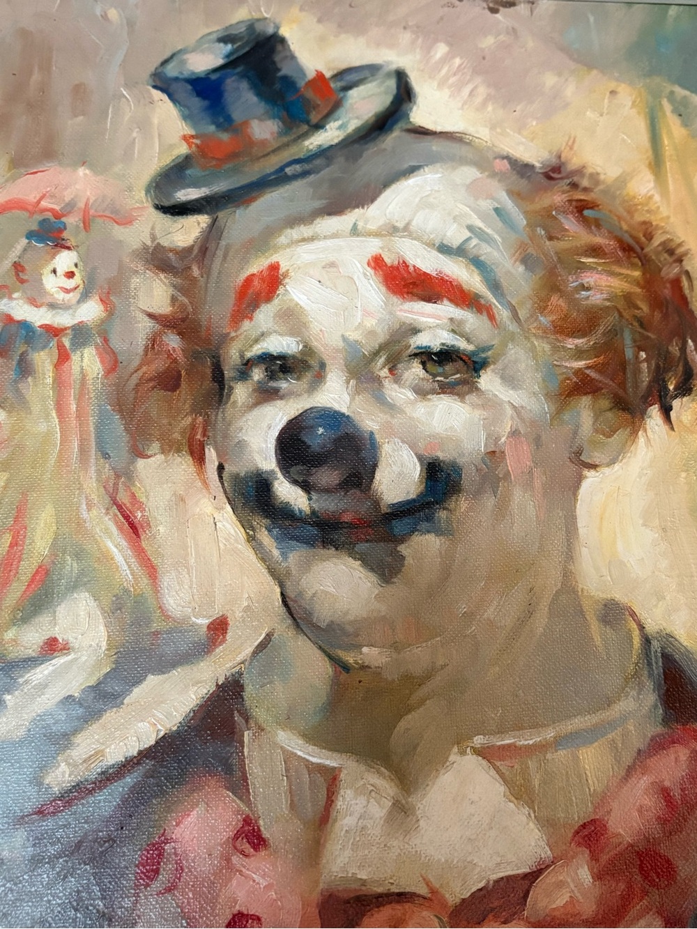 Julian Ritter Original Oil Painting Mid Century Clown Skelter Variant Framed